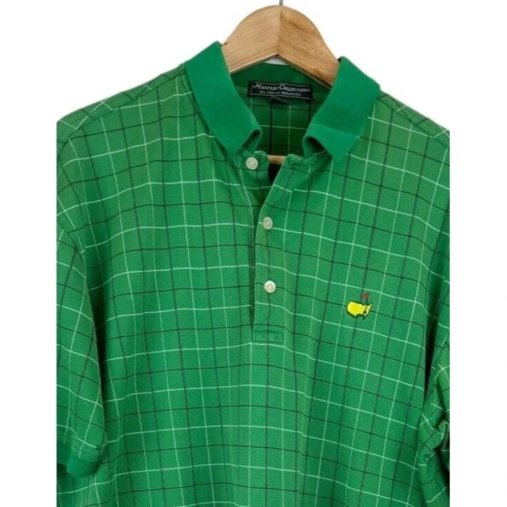 Masters Collection Augusta National Men's L Pique Polo‎ Shirt Green Check Irish